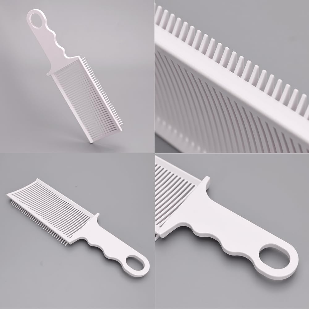 FZGLHQQ 2 PCS Fade Combs Professional Hair Cutting Combs Barber Combs Clipper Combs Anti-Static Heat Resistant Blending Flat Top Comb Clipper for Men Salon Hair Styling Tools (White)