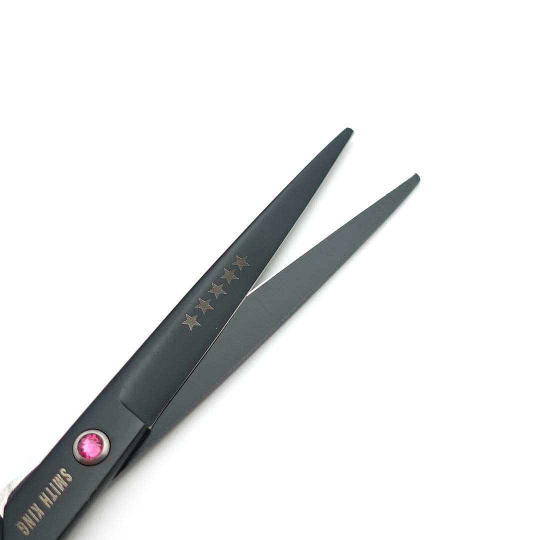 Smith King 7.0 inch Hair Scissors Set with Razor Combs in 1 Set (Black)