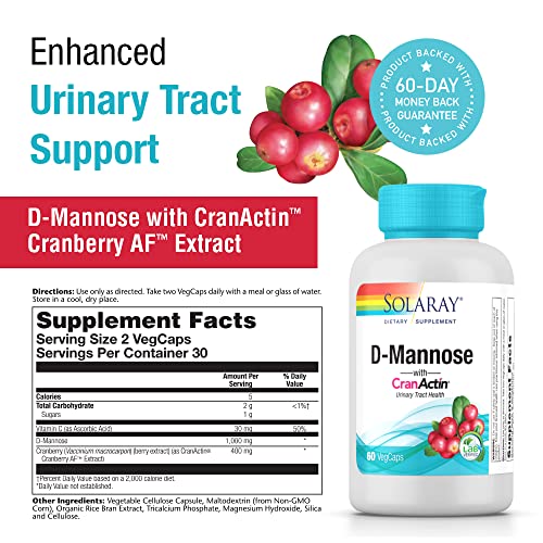 Solaray D-Mannose with CranActin - 60 Vegetarian Capsules