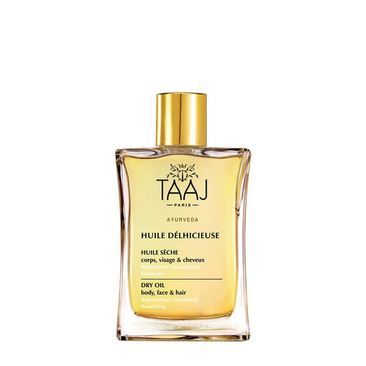 TAAJ | Huile Délhicieuse | Dry Beauty Oil | Body, Face & Hair | Nourishes, Protects & Revitalises the Skin | Satin Skin | Repaired Hair | 96% of natural ingredients |Vegan | 100 ml