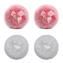 Dawwoti 4 Pcs Fluffy Plush Powderpuff Soft Face Powder Puff Bowknot Dry Powder Puff for Face and Body Powder