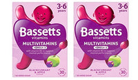 Bassett's 2 X Bassetts 3-6 Years Old Kids Blackcurrant and Apple Flavour Multivitamins Chewies - Pack of 30