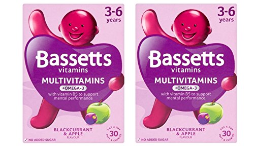 Bassett's 2 X Bassetts 3-6 Years Old Kids Blackcurrant and Apple Flavour Multivitamins Chewies - Pack of 30