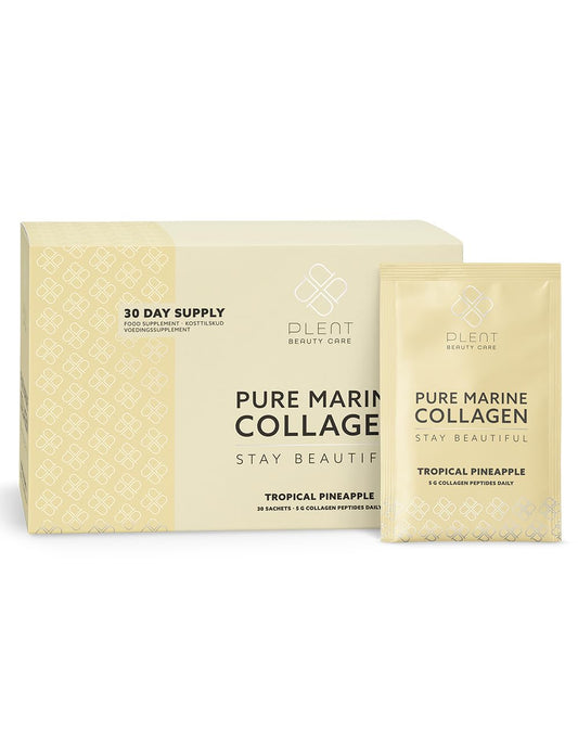 Plent PLENT Pure Marine Collagen Tropical Pineapple Hair, Skin, Nail Support Supplement Marine Collagen peptides - 30 Days Supply Box 30 sachets