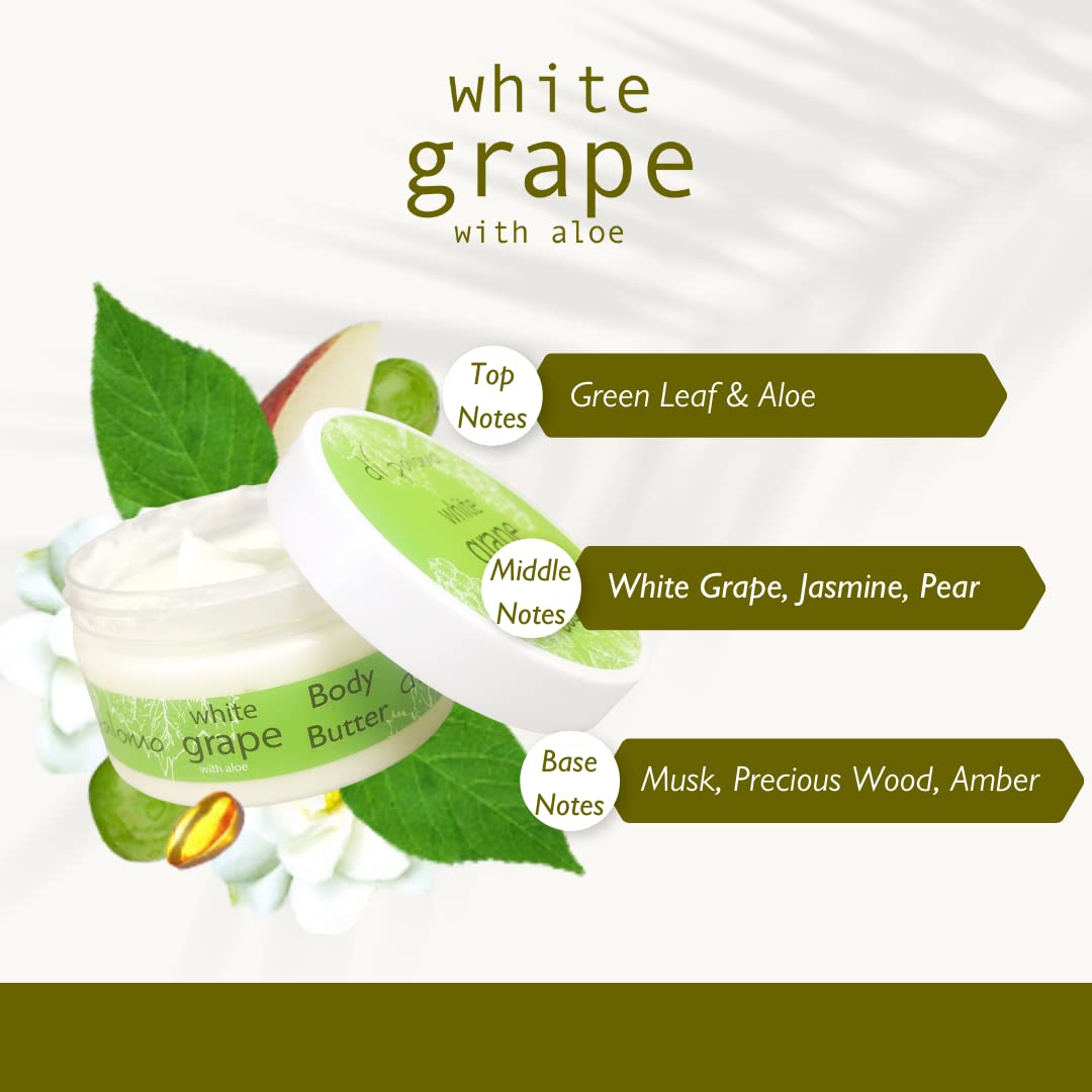 Di Palomo White Grape & Aloe Body Butter 200ml. Body Moisturiser & Body Lotion. Shea Butter Body Butter with Skin Care. Body Butter for Women & Body Moisturiser for Women. Vegan Gifts.