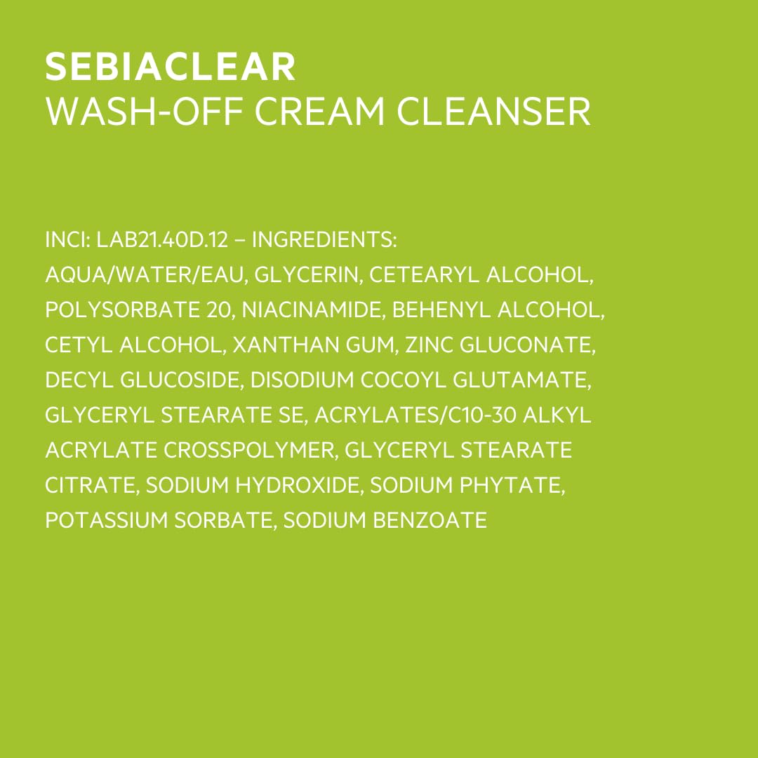 SVR SEBIACLEAR Soothing Face Wash-Off Cream Cleanser for Oily, Acne-Prone Skin Sensitized by Drying Acne Treatments, 200ml
