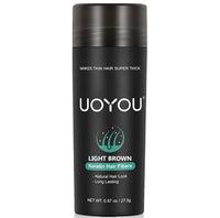 UOYOU LIGHT BROWN Hair Fibres for Thinning Hair 27.5g Bottle | Undetectable & Natural Keratin Hair Fibers Concealer for Hair Loss for Men and Women | Hair Building Fibres Powder [LIGHT BROWN]