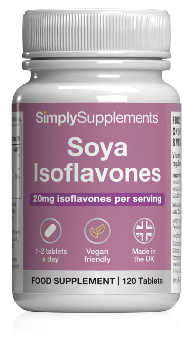 Simply Supplements SOYA Isoflavones | Supports Hormonal Balance with Vitamin B6 | Potent Daily Formula | Vegan and Vegetarian Friendly | 120 Tablets = 2 Months’ Supply | Manufactured in The UK