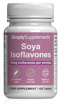 Simply Supplements SOYA Isoflavones | Supports Hormonal Balance with Vitamin B6 | Potent Daily Formula | Vegan and Vegetarian Friendly | 120 Tablets = 2 Months’ Supply | Manufactured in The UK