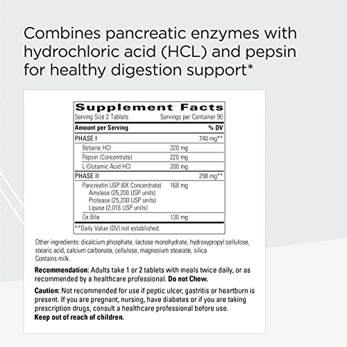 Integrative Therapeutics Panplex 2-Phase - Stomach and Intestinal Tract Digestion Support Supplement with Digestive Enzymes, Pepsin and Betaine HCL* - 180 Tablets