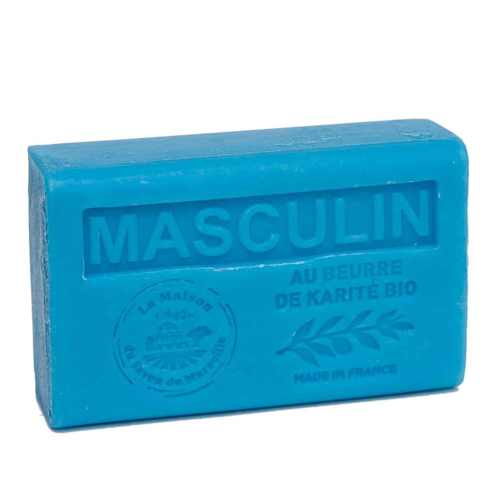 LA MAISON DU SAVON Maison du Savon de Marseille - French Soap made with Organic Shea Butter - Moisturising for Soft Skin - Masculine Fragrance - 125 Gram Bar