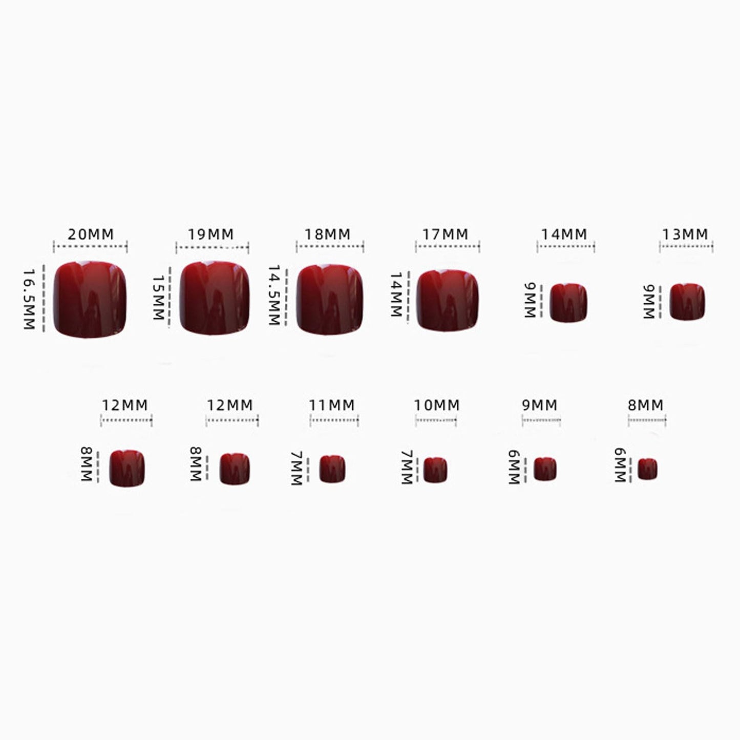NICENEEDED 24 PCS Red Press on False Toe Nails, Short Glue on Acrylic Toenails, Glossy Reusable Artificial Stick on Fake Toe Nails for Women Nail Salon and Nail Decoration