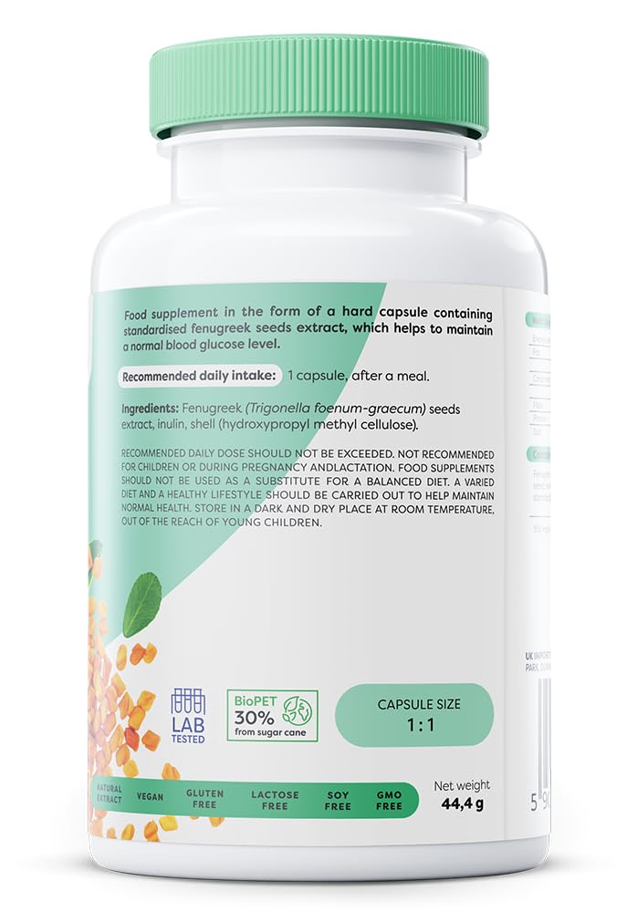 OSAVI Osavi Fenugreek 550 mg – 60 Vegan Capsules | Standardized Fenugreek Seed Extract for Healthy Blood Glucose Levels | Supports Normal Blood Sugar Regulation