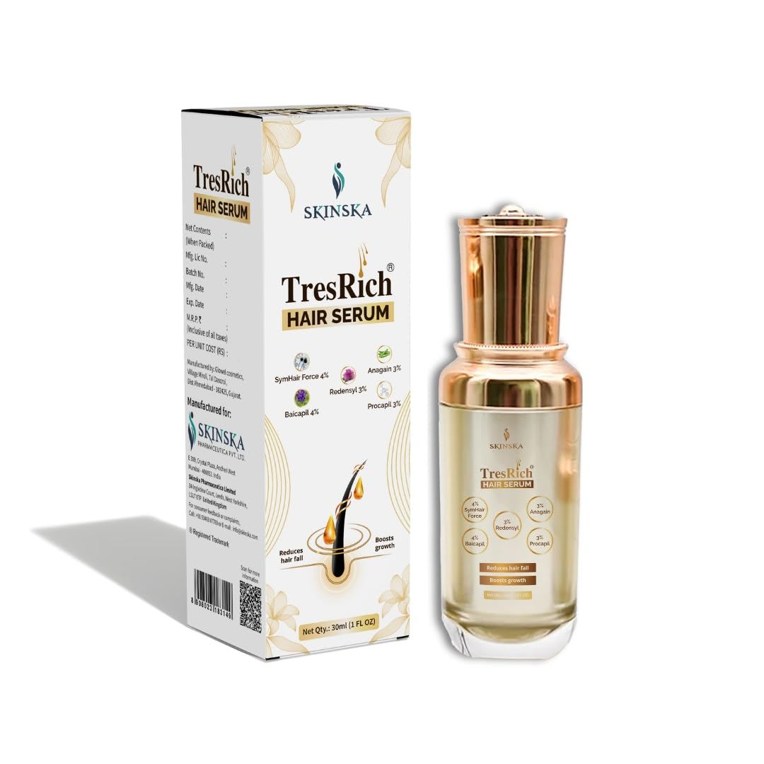 SKINSKA NATURALS Skinska naturals - TresRich Hair Serum with Redensyl 3%, Anagain 3%, Procapil 3%, Baicapil 4% And Symhair Force 4% - Hair Growth Serum for Men & Women