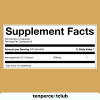 Ashwagandha Capsules - Calm Ease by Ten Percent Club | 90 x 500mg Capsules for Mental Clarity and Focus | Ashwagandha High Strength 500mg Adaptogen & Cortisol Reducing Supplements