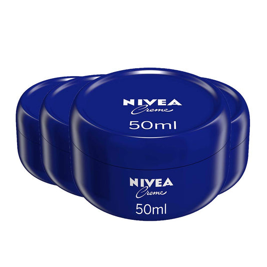 NIVEA Crème Pack of 4 (4 x 50 ml), Moisturising Skin Cream,Intensively Caring Face Cream, All Purpose Body Cream for the Whole Family