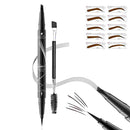 MAYEON Waterproof Dual-Ended Brow Pencil with 4-Prong Comb & Microblade Tip - Ultra-Fine Hair-Like Strokes, Smudge/Sweat Proof Formula(Includes Eyebrow Stencils & Brush) (Dark Brown)