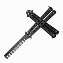 TianChgWei One Piece Durable Metal Folding Hair Comb - Convenient Steel Lightweight Portable Training Butterfly Comb for Trainer