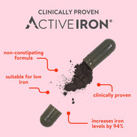 Active Iron Supplement | 30 Iron Capsules | Non- Constipating | Fights Tiredness & Fatigue | Clinically Proven to Increase Iron Levels