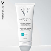 VICHY Vichy Pureté Thermale 3-in-1 One Step Cleanser, Triple Action Makeup Remover, Cleansing Milk and Toning Lotion for Sensitive Skin, Enriched with Volcanic Water, 200ml