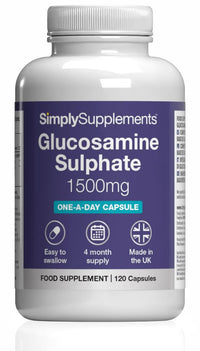 Simply Supplements Glucosamine Sulphate 1500mg | Supports Natural Glucosamine Levels | High-Strength 2KCl Formula | One-a-Day Convenience | 120 Capsules = 4 Months' Supply | GMP-Certified & UK-Made