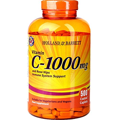Holland & Barrett Vitamin C with Wild Rose HIPS 500 Caplets 1000mg