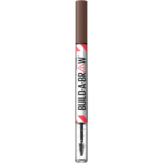 Maybelline New York, Build A Brow: 2 in 1 Brow Pen + Sealing Gel, Real-looking, Fuller Brows, Waterproof, Sweat- & Smudge-resistant, 24H Wear, Vegan Formula, Shade 257: Medium Brown