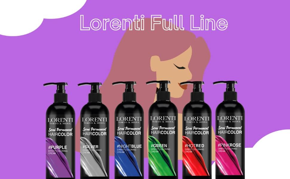 Lorenti Semi Permanent Direct Coloring Cream | Long Lasting Hair Colour Result | Purple 250ml