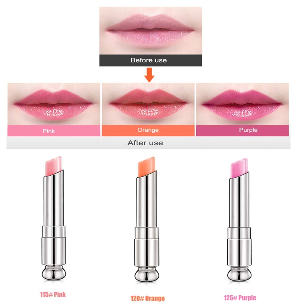 Pack of 3 Crystal Jelly Lipstick, BEEXY Long Lasting Nutritious Lip Balm Lips Moisturizer Magic Temperature Color Change Lipstick