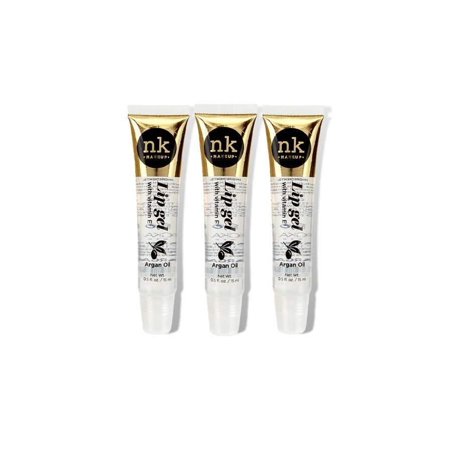 Nicka K NK lip gloss gel 15ml Vitamin E, Shiny, Nourishes, Lip gel (Argan Oil, Pack Of 3)