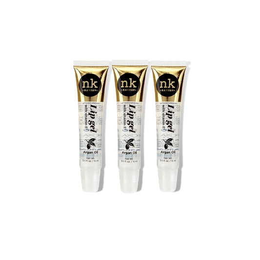 Nicka K NK lip gloss gel 15ml Vitamin E, Shiny, Nourishes, Lip gel (Argan Oil, Pack Of 3)