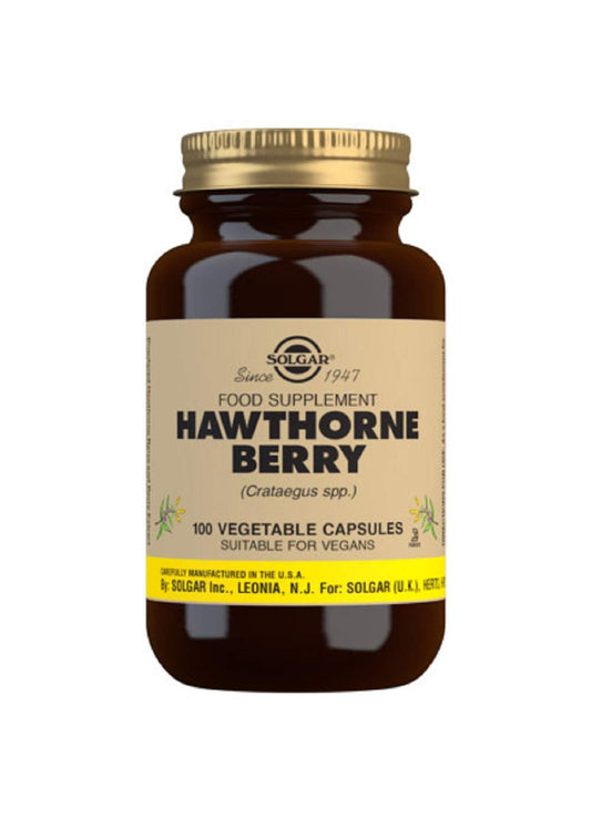 Solgar Hawthorne Berry Vegetable Capsules - Pack of 100 - Powdered Extract - Vegan, Vegetarian, Kosher