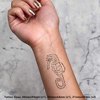 4 x 'Seahorse' Temporary Tattoos - Water Resistant, Skin-Safe, Non-Toxic Transfers, Mixed Sizes (TO00004456)