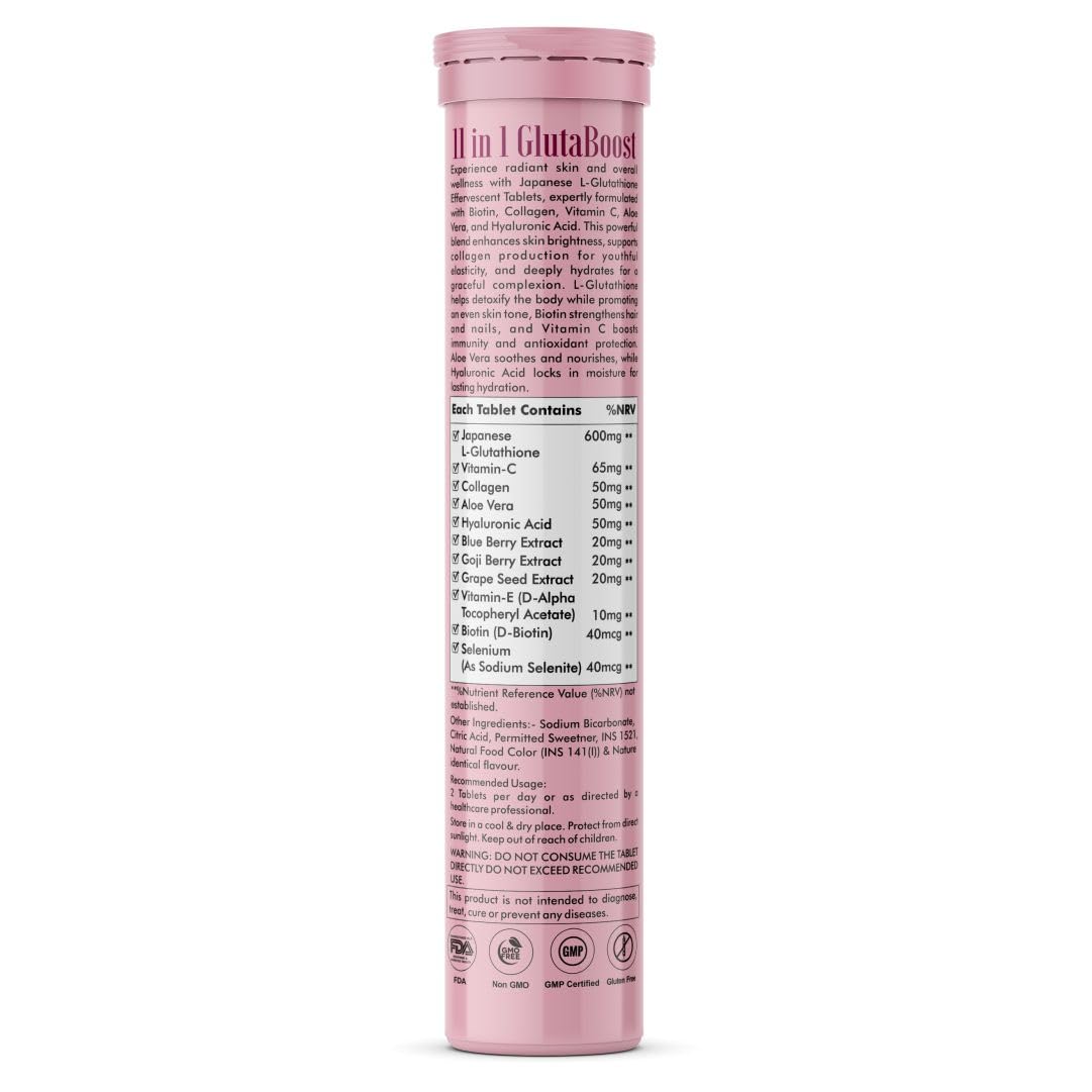 Vitaminnica Because your Health Matters Vitaminnica Gluta Boost 11-in-1 Effervescent Tablets with Japanese L-Glutathione, Collagen, & Hyaluronic Acid | Skin Radiance & Beauty Supplement | 15 Tablets (Pack of 5, Orange)