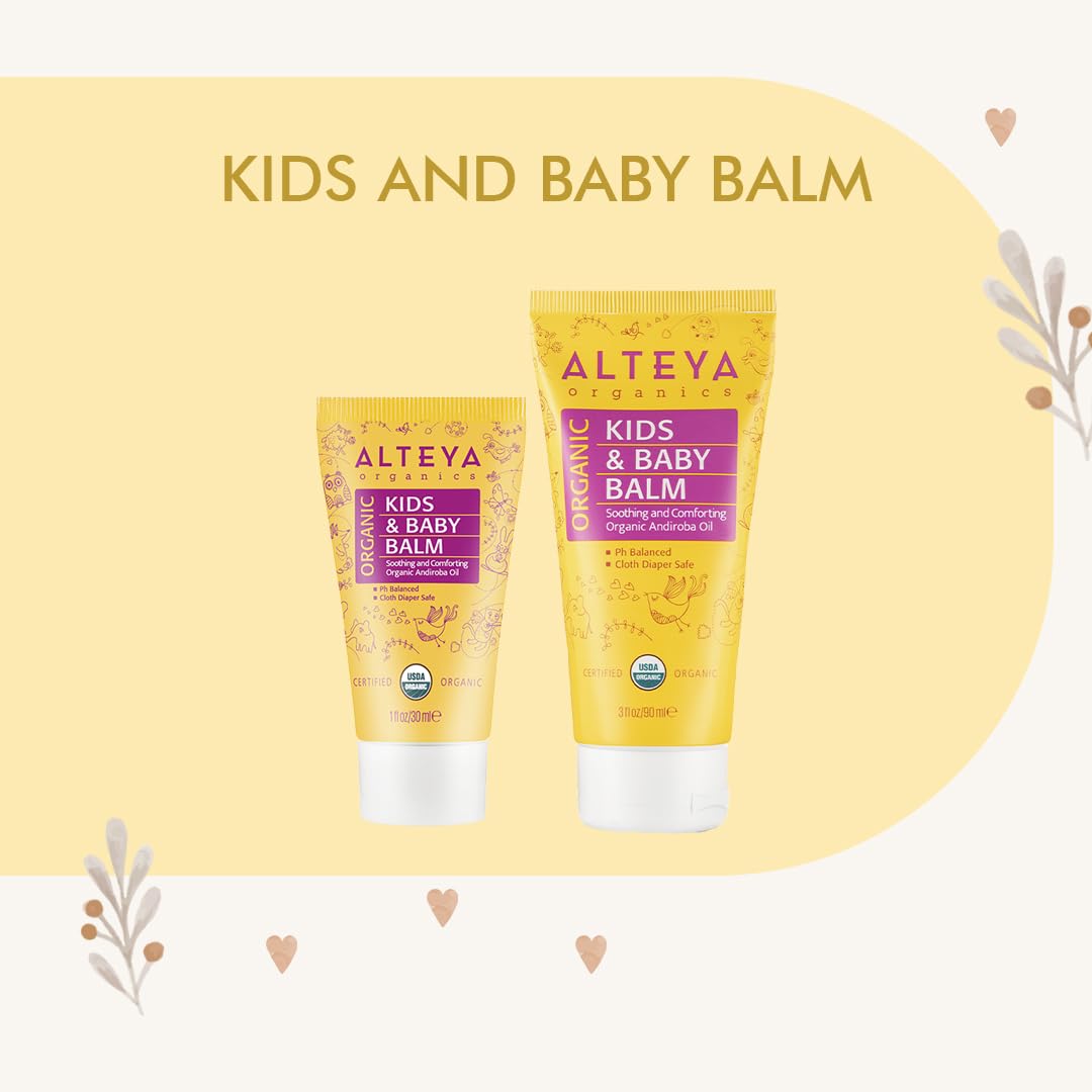 Alteya Organic Kids and Baby Balm 30 ml - USDA Certified Organic AWARD WINNING Natural Baby Skin Care Treatment - Soothing and nourishing moisturizer for Dry & Sensitive skin