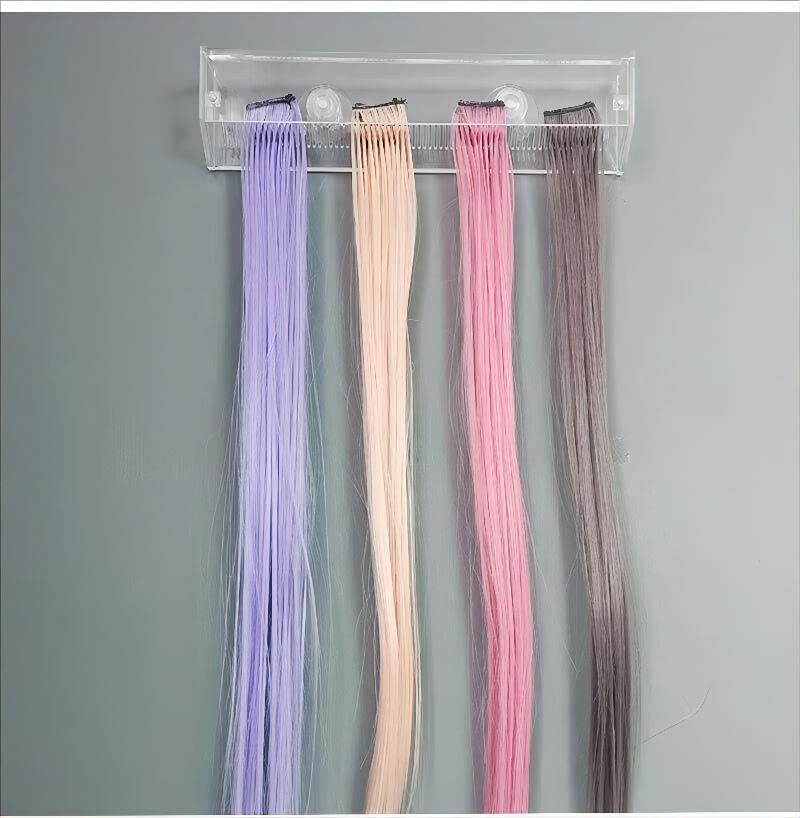 zalati Hair Extension Hanger Wig Holder Wall Mount with 2pcs Sucker for Display Stand Storage Washing, Styling, Combing and Drying - Clear