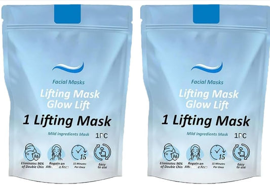 Samkeen Chinology Double Chin Lifting Mask, V Line Face Lift, Firming Chin Strap for Women and Men, Facial Mask for Jawline & Double Reducer, Anti-Aging and Hydrating (2 pcs)