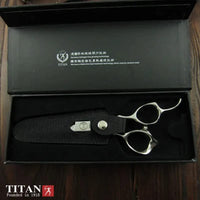 Titan Scissors Titan T3D60 Professional Barber Scissors 6” 440C Japanese Steel Hair Cutting Scissors with Stabilizer, Precision Straight Hairdressing Scissors for Men & Women
