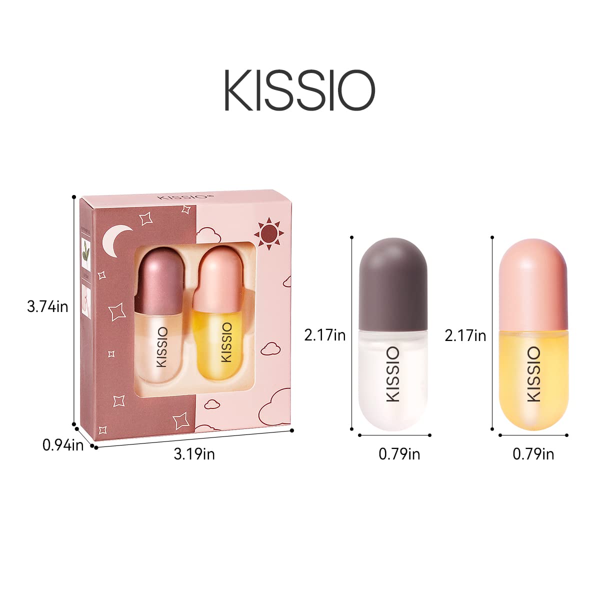 KISSIO Lip Plumper Set,Natural Lip Plumper,Lip Care, Lip Plumper Gloss,Lip Moisturizing Beautiful,Day Ues And Night Use Set,Clear, 2pcs