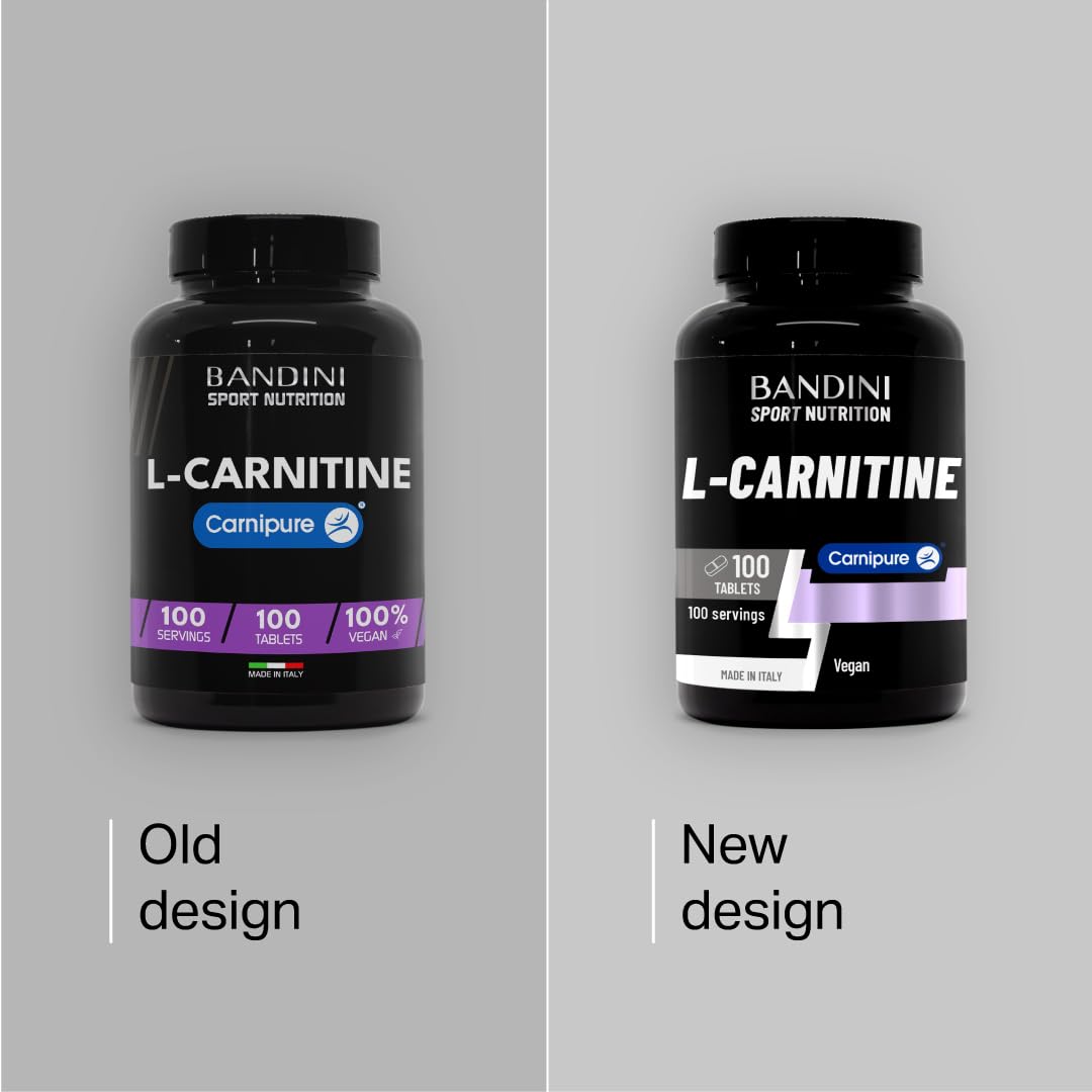 BANDINI Bandini® L-CARNITINE Carnipure® | 100 Vegan Tablets 100 Days | High Strength L Carnitine Tartrate Supplement | Reduces Tiredness & Fatigue | Energy & Metabolism Support | Pre-Workout Formula 1000mg