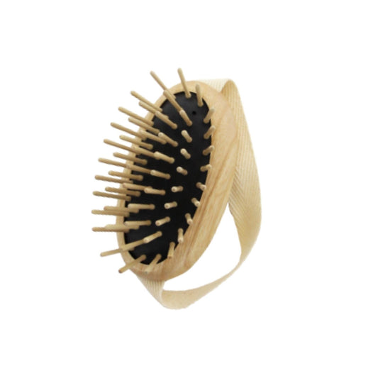 TEK - Scalp Massage Brush in Ash Wood with Strap, Ideal for Washing Air and Application of Anti-Hair Loss Lotions - 8.5 x 5 cm