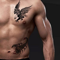 Nirbffo Black Scorpion Eagle Dragon Tiger Temporary Tattoo Rose for Man 6Pieces