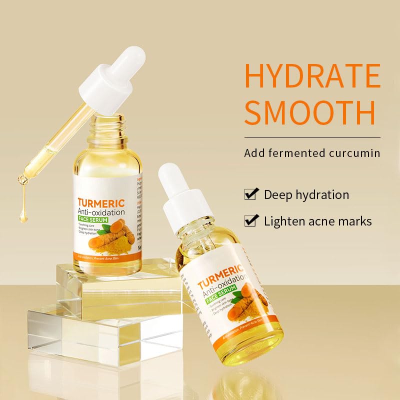 ZQUKAMZ Turmeric Anti-oxidation Serum, Turmeric Anti Oxidation Face Serum, Turmeric Oil for Dark Spots, Turmeric Dark Spot Removal Correction Essence and Turmeric Moisturizing Facial Essence 30ML