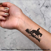 Azeeda 4 x 'Cowboy On Horse' Temporary Tattoos - Water Resistant, Skin-Safe, Non-Toxic Transfers, Mixed Sizes (TO00055447)