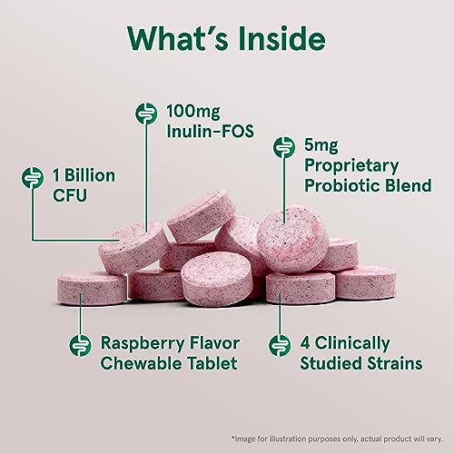 Jarrow Formulas Jarro-Dophilus Kids Probiotics and Prebiotics 1 Billion CFU Supplement for Intestinal and Immune Health Support 60 SugarFree RaspberryFlavored Chewable Tablets 30 Day Supply Pack of 12