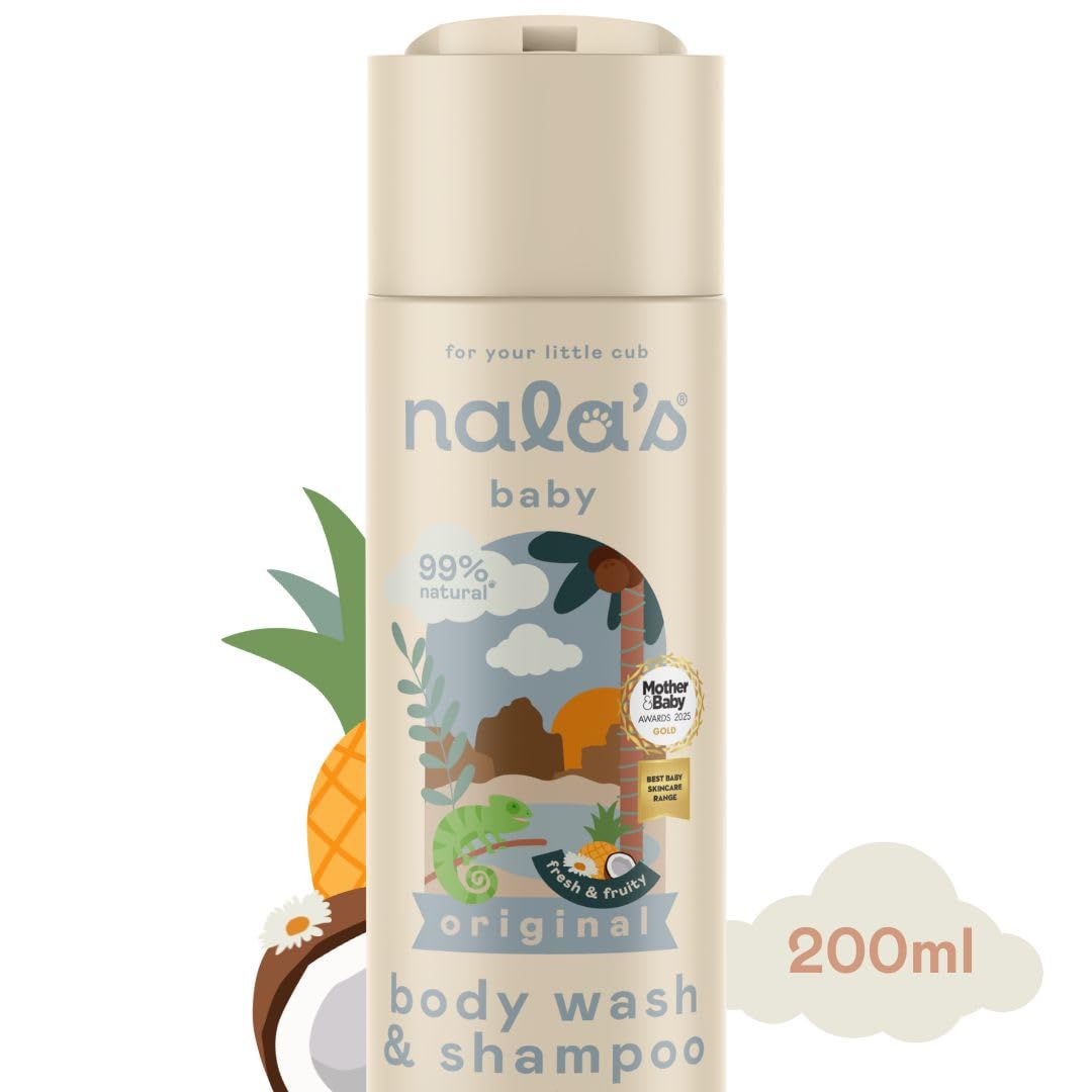 Nala's Baby Original Body Wash & Shampoo | Award-winning | 99% Natural | Dermatologically-tested and Paediatrician-approved | Tear-Free | Nourishing Oat and Shea Butter | Vegan | 200ml | Nalas Baby