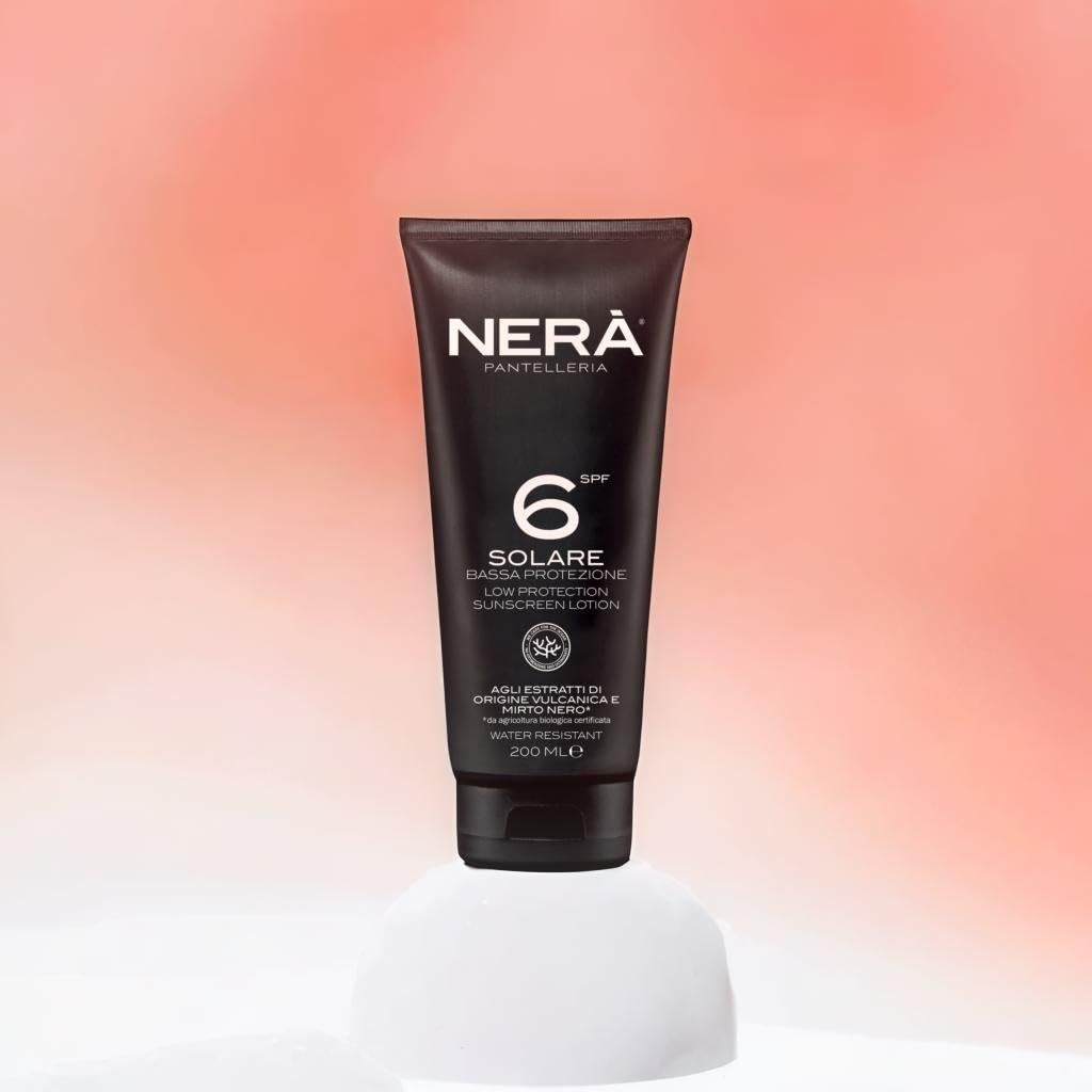 Nerà Pantelleria NERA Pantelleria SPF 6 Water Resistant Sunscreen Lotion: Low Protection 200ML Lotion with UVA & UVB Filters for Dehydration and Aging Prevention, Men and Women