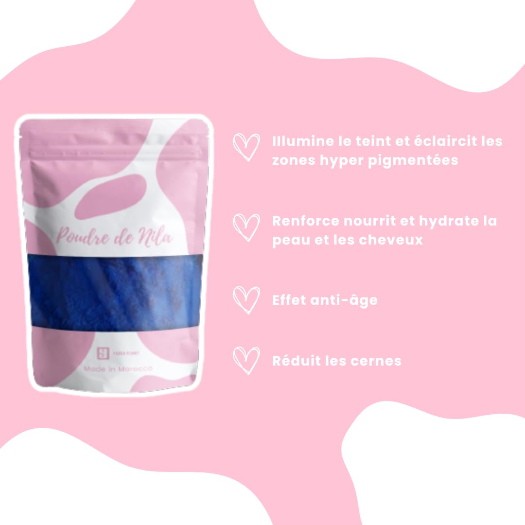Yarra Planet Blue Brightening Nila Powder | 100% Natural Indigo Pigment | Blue Nila Powder for Dark Areas Skin | Indigo Hair & Face Mask