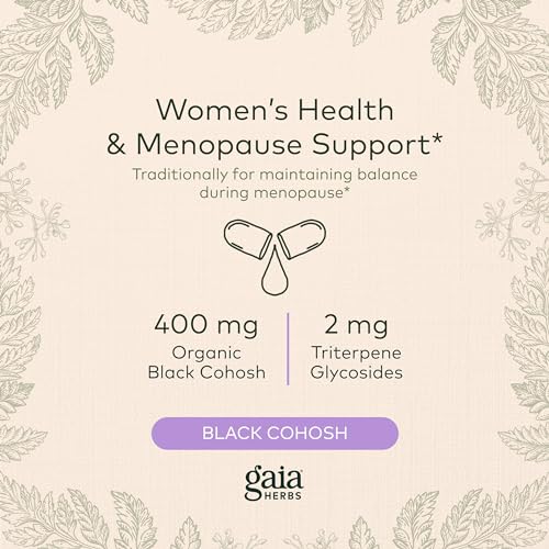Gaia Herbs Black Cohosh - Menopause Support Supplement to Help Maintain Hormone Balance and Health for Women - with Organic Black Cohosh - 60 Vegan Liquid Phyto-Capsules (30-Day Supply)