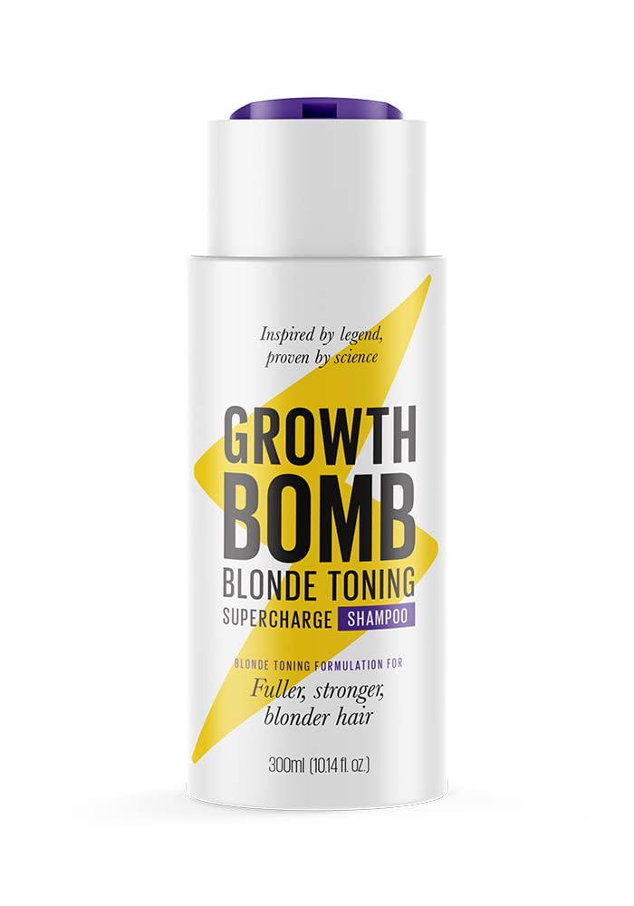 Growth Bomb Blonde Toning Supercharge Shampoo 300ml - For fuller, stronger blonder hair. Yerba Maté. Natural Ingredients. Stimulates Growth.